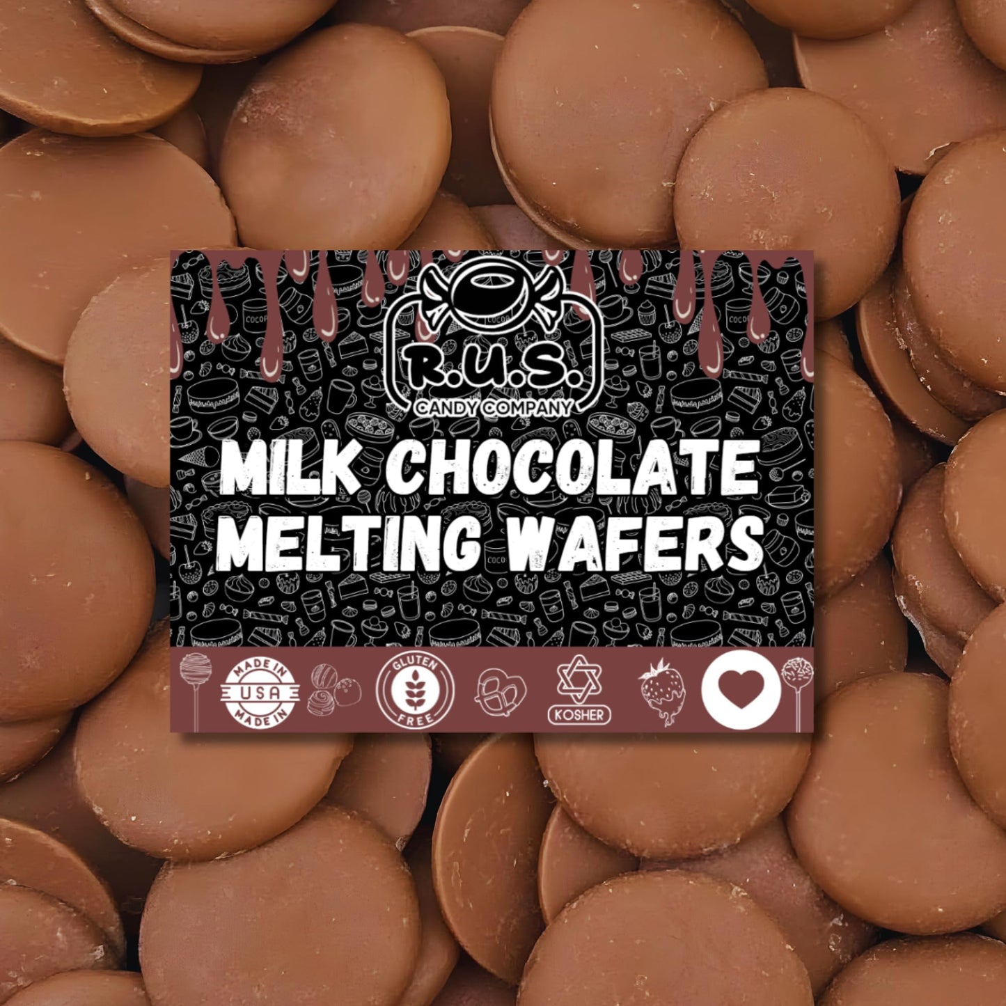 Milk Chocolate Melting Wafers 32Oz (2 Lb) By Rus Candy Company Perfect For Dipping  Coating  Baking  Molding & More