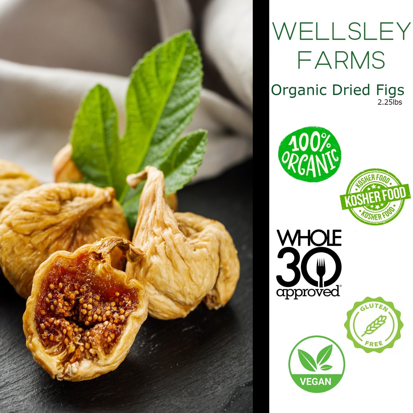 Wellsley Farms Organic Dried Calimyrna Figs, 36 Oz