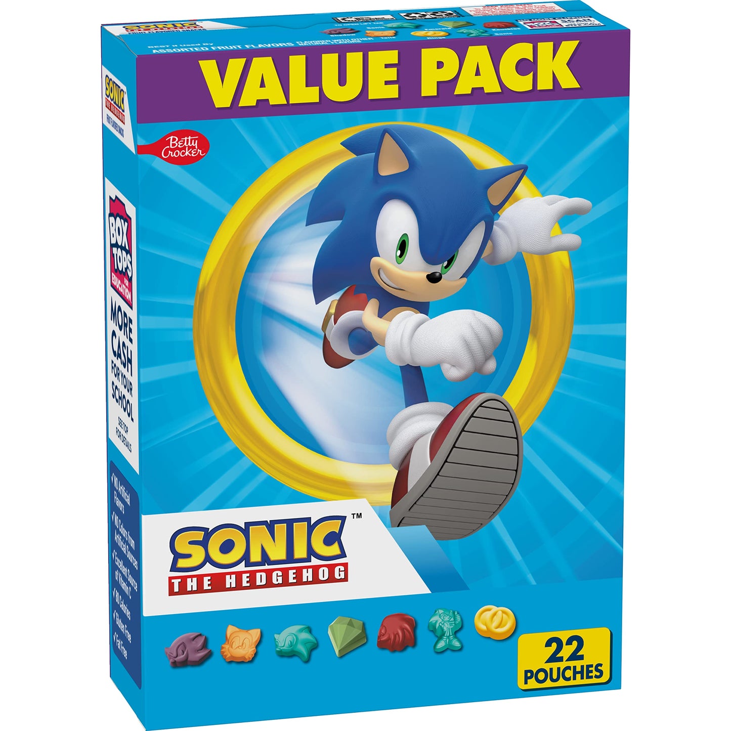 Sonic The Hedgehog Fruit Flavored Snacks, Treat Pouches, Gluten Free Snack, Value Pack, 22 Ct, 17.6 Oz