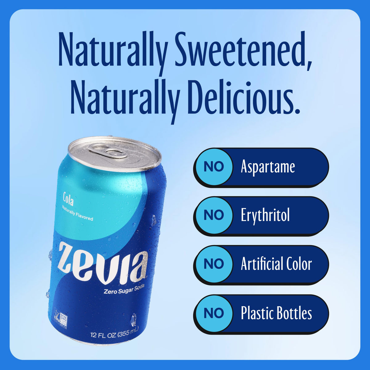 Zevia Zero Calorie Soda, Cola, 12 Fl Oz Cans (Pack of 24)