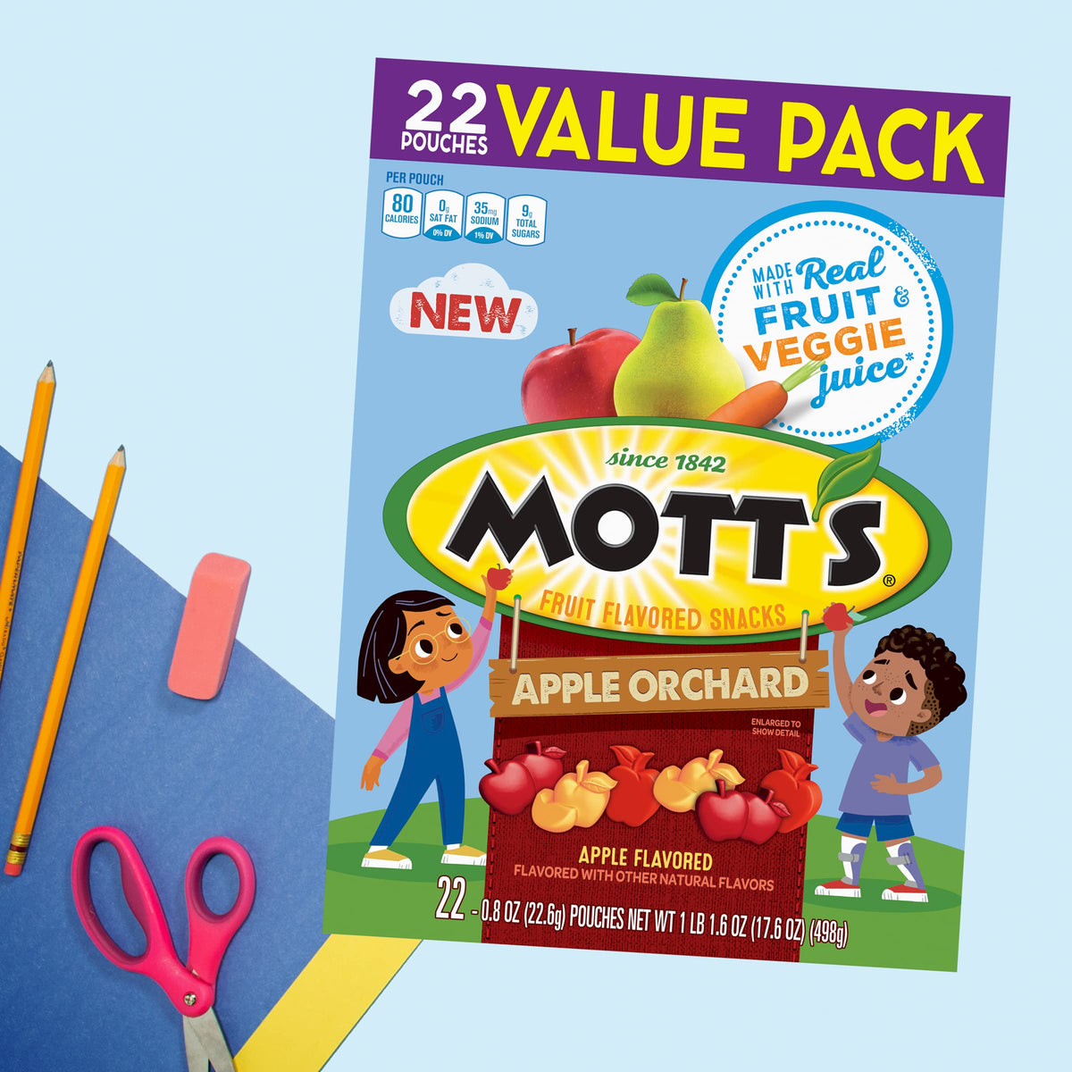 Motts Fruit Flavored Snacks, Apple Orchard, Gluten Free, 40 ct (Pack of 5)