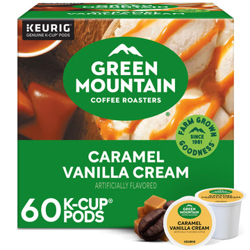 Green Mountain Coffee Roasters K-Cup Pods, Caramel Vanilla Cream, Light Roast, 60 Count (6 Packs of 10)