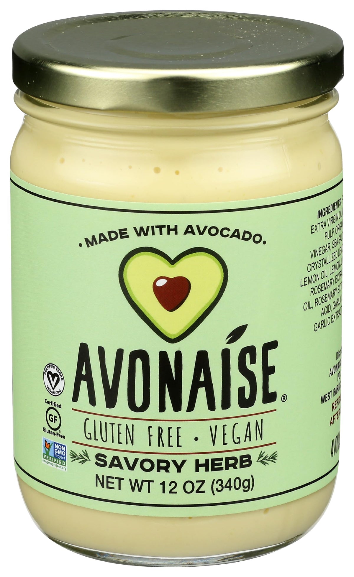 AVONAISE Savory Herb Vegan Avocado Mayonnaise, 12 OZ