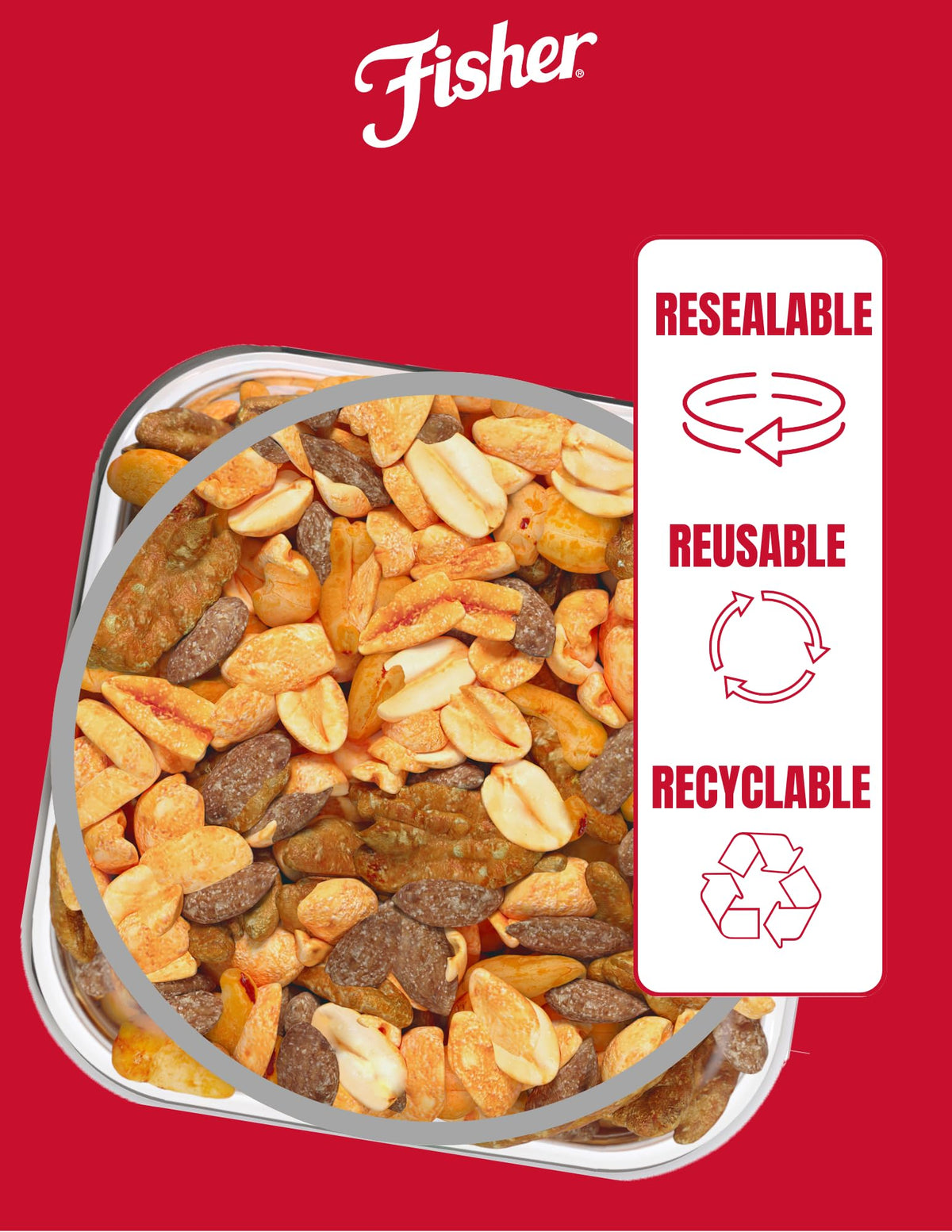 Fisher Snack Honey Roasted Mixed Nuts With Peanuts, 24 Ounces, Peanuts, Cashews, Almonds, Filberts, Pecans