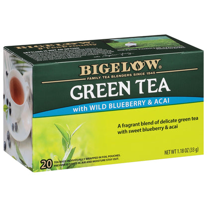 Bigelow Tea Green Tea With Wild Blueberry And Acai, Caffeinated Tea With Wild Blueberry And Acai, 20 Count Box (Pack Of 6), 120 