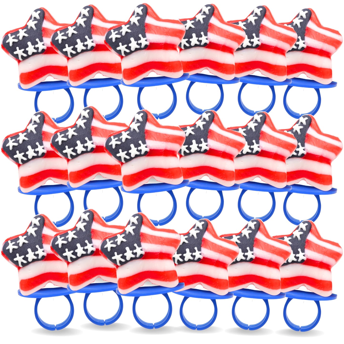 Sweetzo Red, White and Blue Candy Star Suckers - 4th of July Lollipops, Individually Wrapped, Small Size