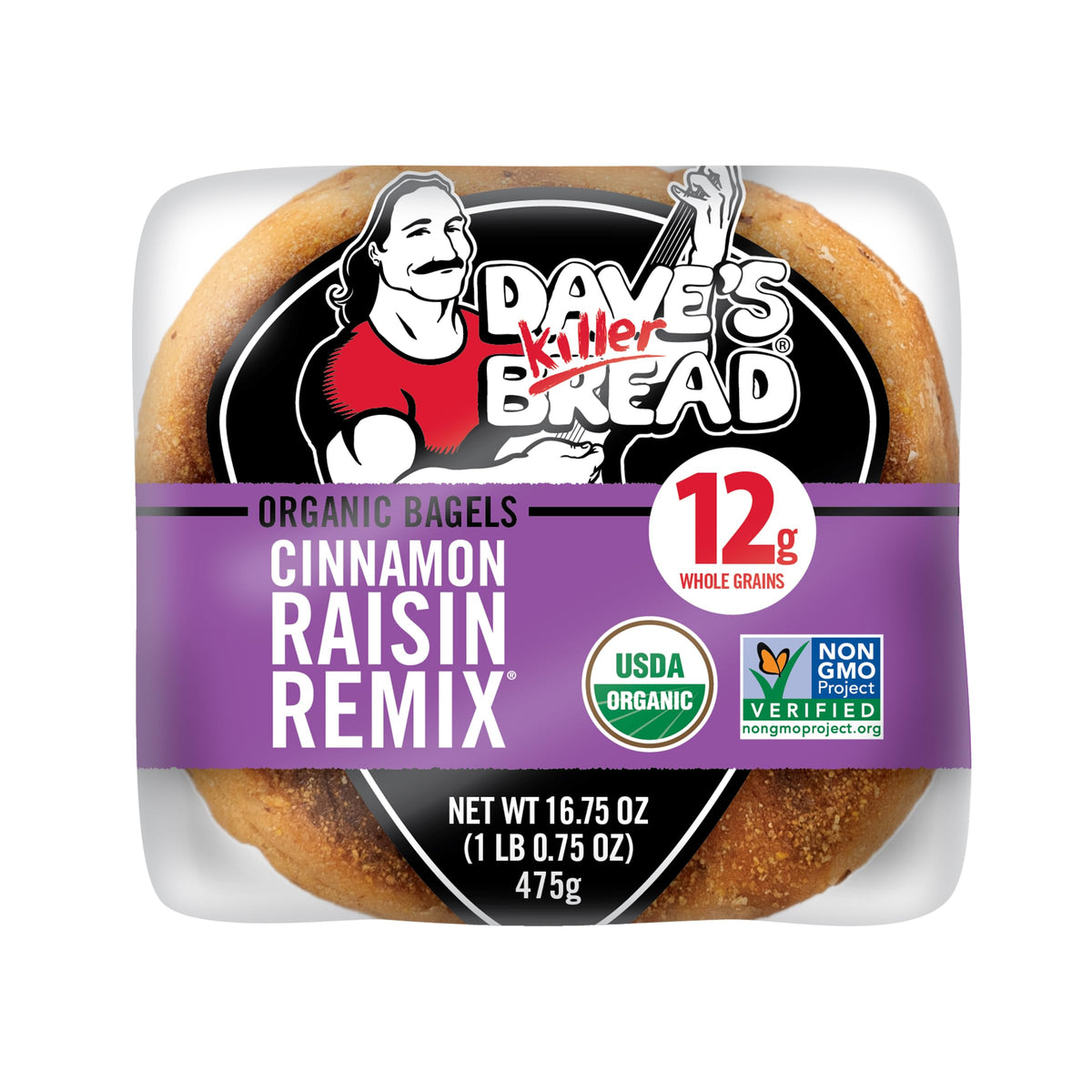 Daves Killer Bread Cinnamon Raisin Remix Bagels, Organic Cinnamon Raisin Bagels, 5 Count