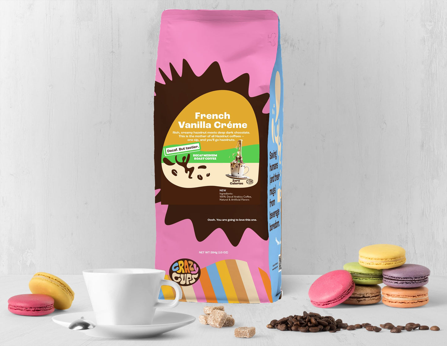 Crazy Cups Decaf Flavored Ground Coffee, French Vanilla Crme, Brew Hot Or Iced Coffee, 10 Oz Bags, 3 Pack
