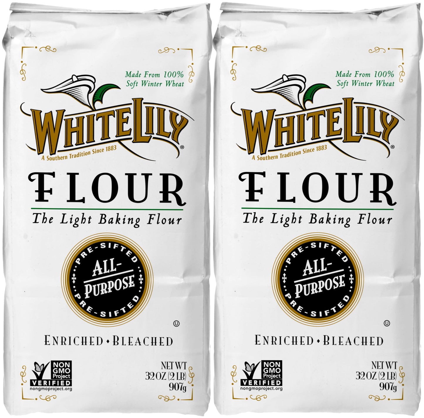 White Lily All-Purpose Bleached Wheat Flour 2 lb. (2-Pack) by White Lily