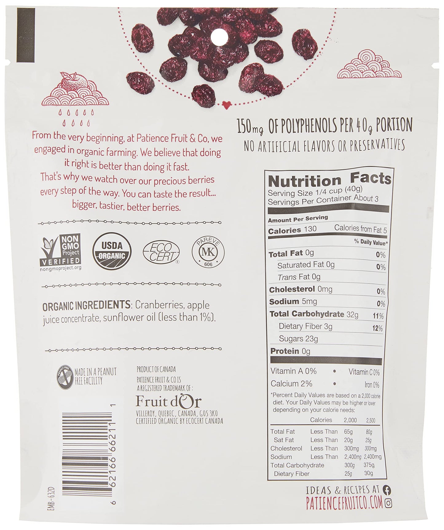 PATIENCE FRUIT & CO CRNBRIES AJI JCY DRD ORG 4OZ