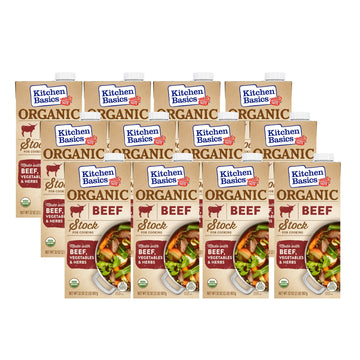 Kitchen Basics Organic Beef Stock, Heart Healthy, No MSG, USDA Certified Organic, Gluten Free, 32 Ounce (Pack of 12)