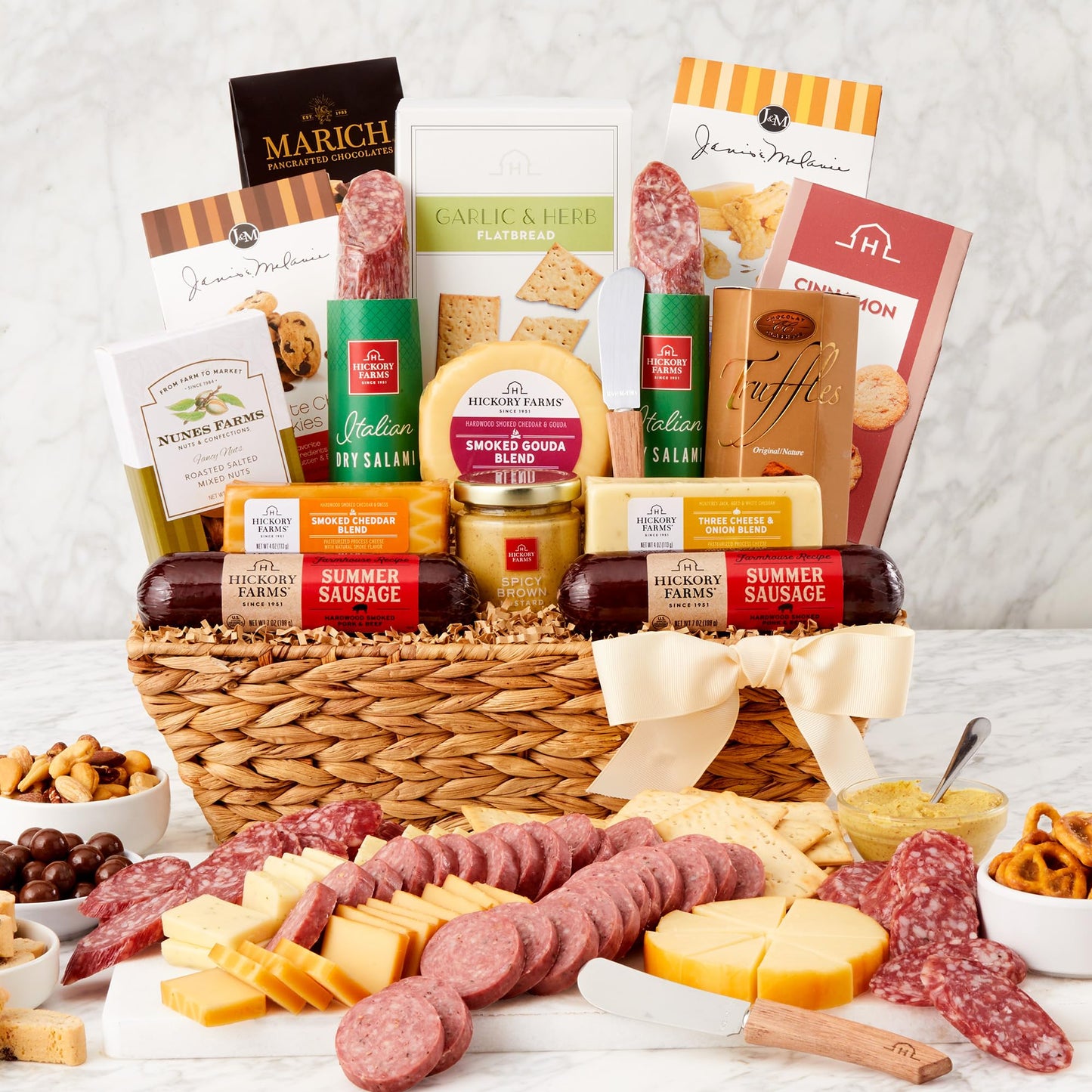 Hickory Farms Deluxe Charcuterie Meat And Cheese Gift Basket | Summer Sausage | Fathers Day | Mothers Day | Easter | Christmas | Holiday | Housewarming |Care Package?