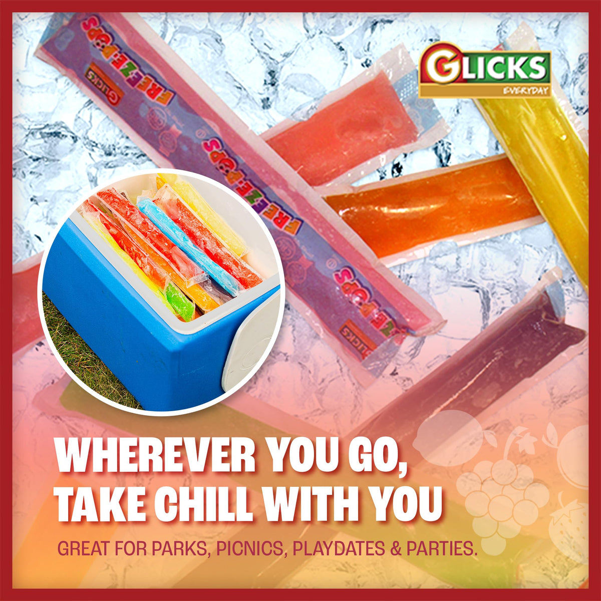 Glicks Freeze Pop 96 Count | Assorted Flavors | Low Calorie Frozen Ice Pops | Kosher Summer Treat