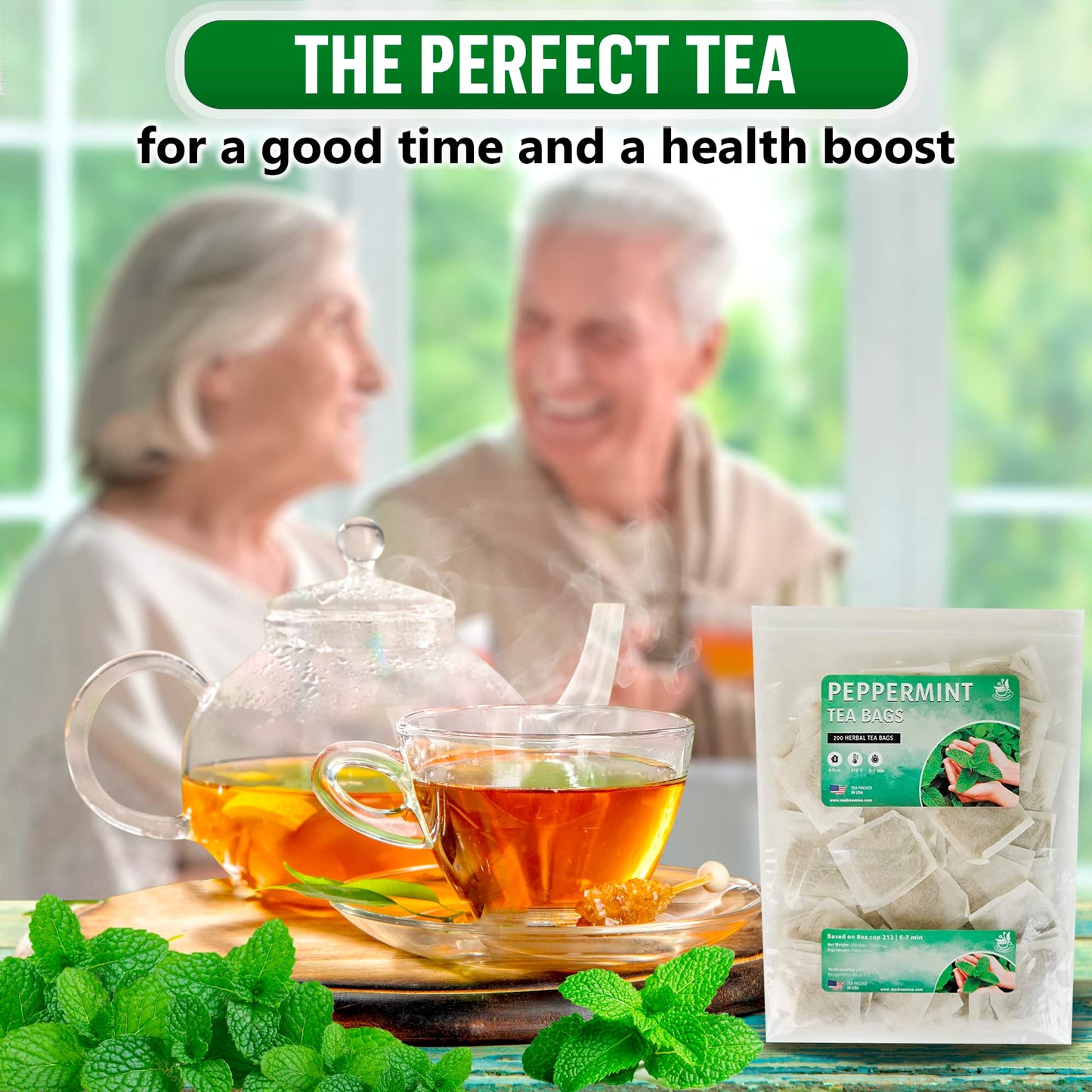 TeaDreamTea Peppermint Tea Bags - Caffeine Free Herbal Tea - 200 Count