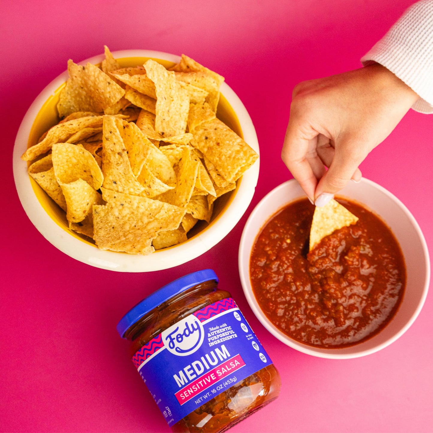 Fody Foods Vegan Medium Salsa, Chunky Tomato Jalapeno, Low FODMAP, 16 Oz, Pack of 3