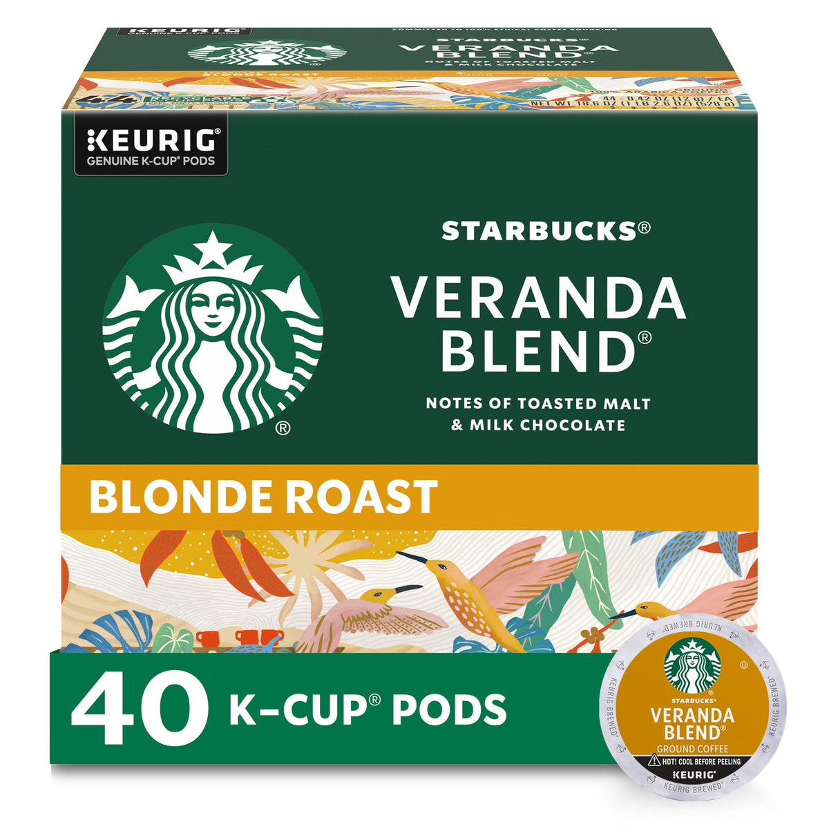 Starbucks K-Cup Coffee Pods - Light Roast Veranda - 40 Count - For Keurig Brewers