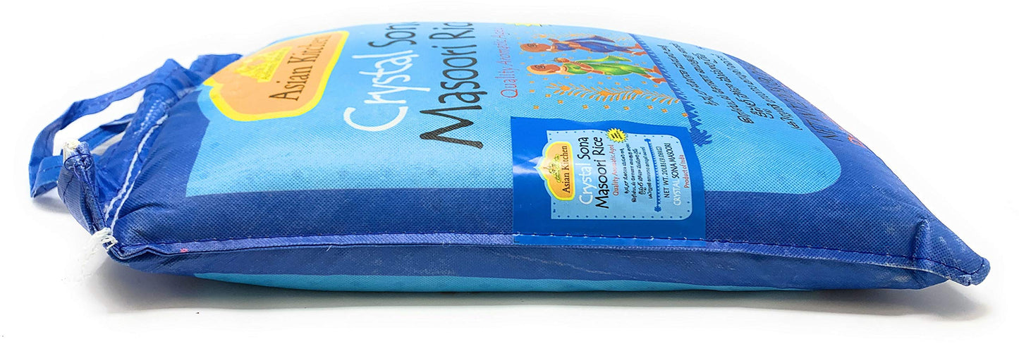 Asian Kitchen Crystal Sona Masoori Aged Rice 20-Pound Bag, 20Lbs (9.08Kg) Short Grain Rice ~ All Natural | Gluten Friendly | Veg