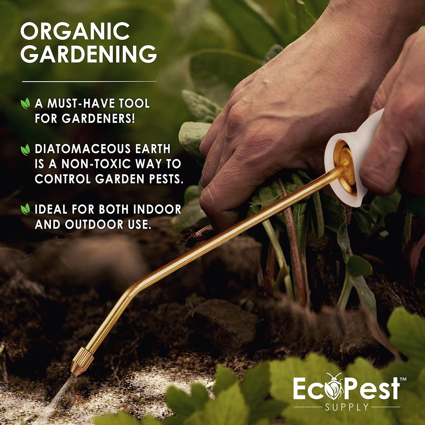 ECOPEST Diatomaceous Earth Powder Duster - Large Bulb Sprayer for Organic Gardening & Eco-Friendly Pest Control (Bed Bugs, Roaches, Ants)