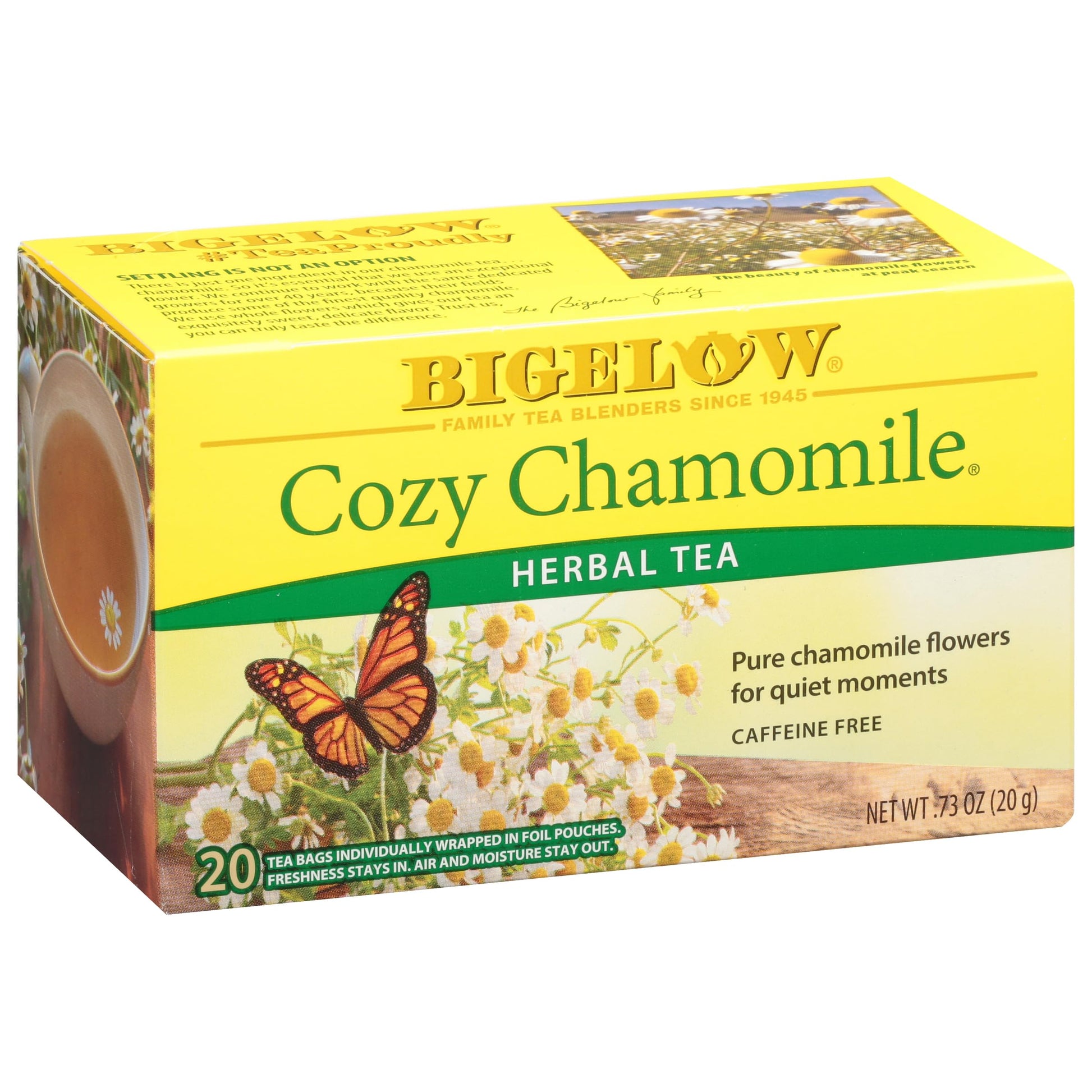 Bigelow Tea Cozy Chamomile Herbal Tea, Caffeine Free, 20 Total Tea Bags (Pack of 1)