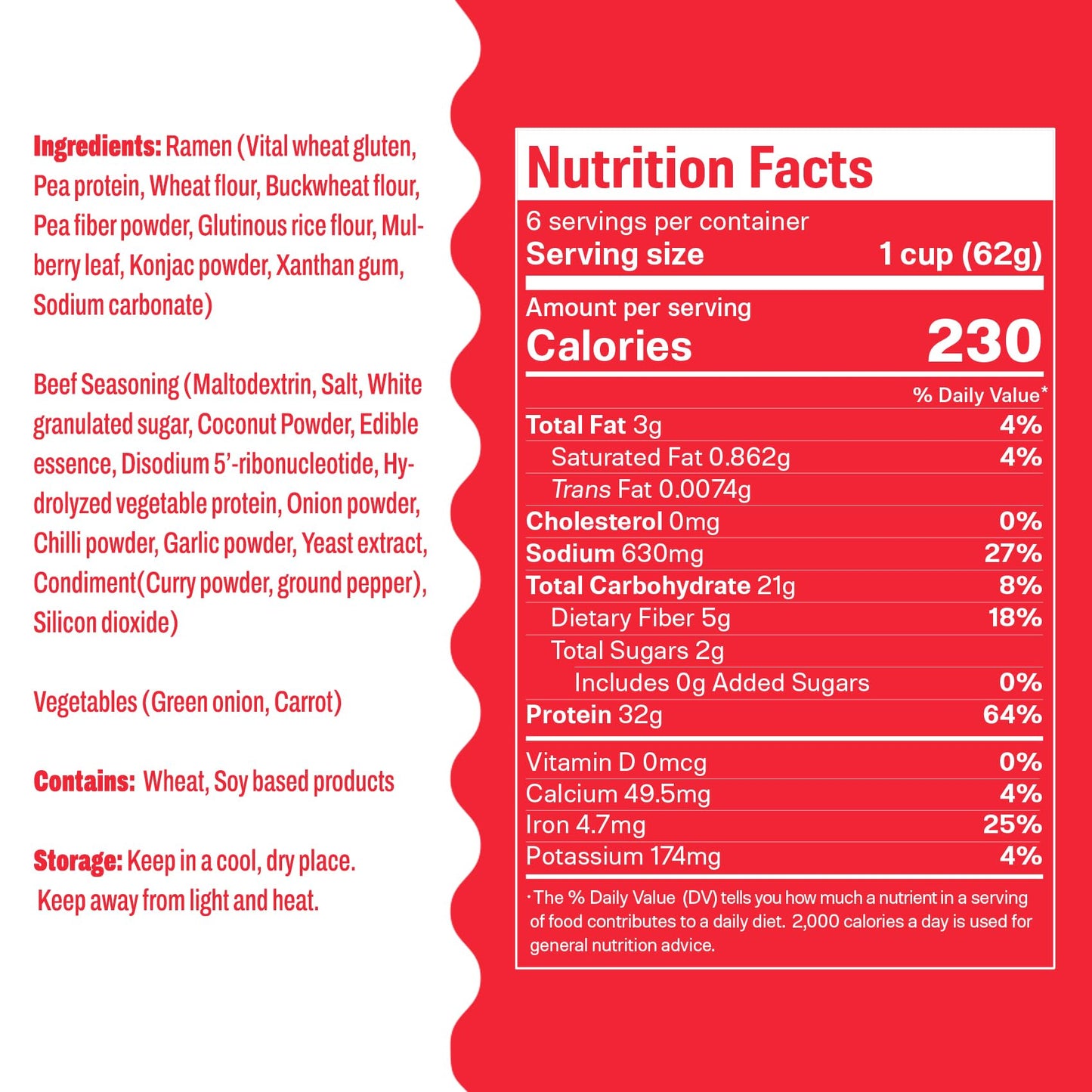 Hethstia High-Protein Ramen Beef Soup Cups - 6 Pack Instant Ramen Spicy Beef Flavor, 32G Plant-Based Protein, Vegan, Air-Dried,