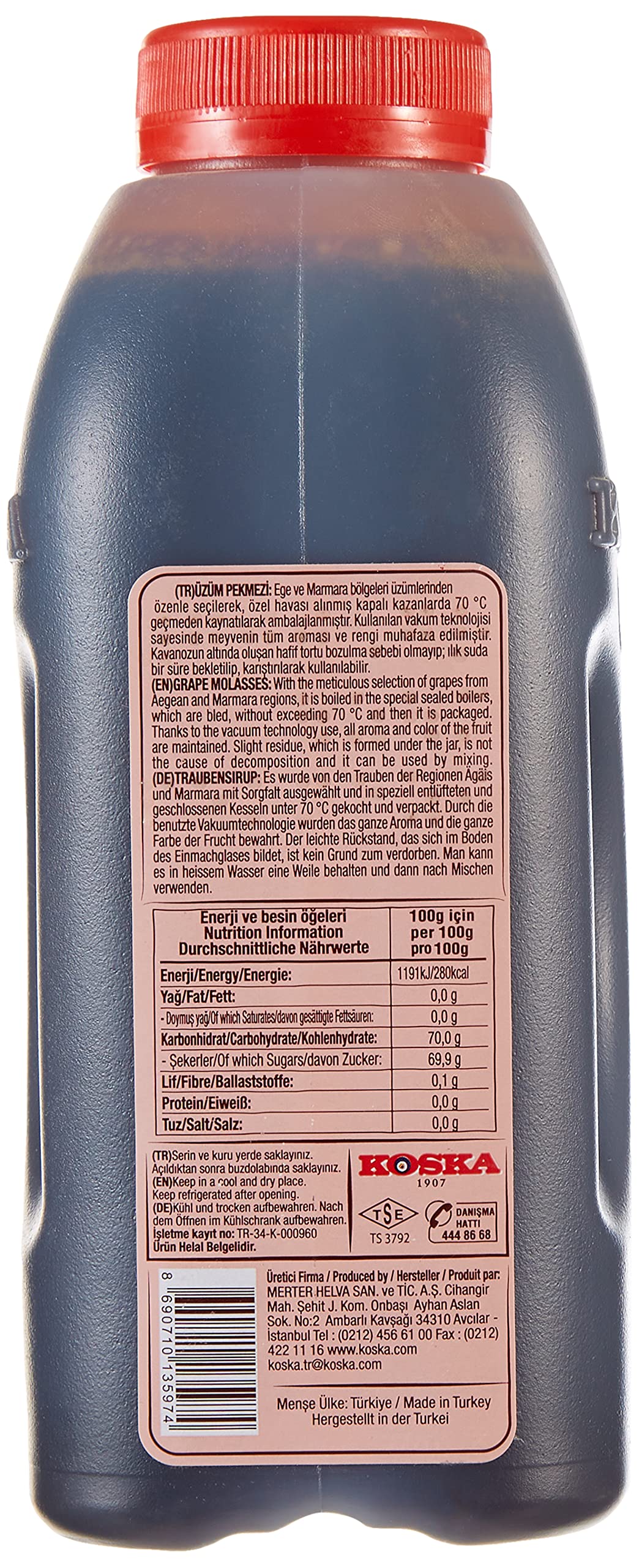 Grape Molasses | 24.7 oz 1.54 lbs 700 g | Petimezi Pekmez Turkish | Paste Syrup