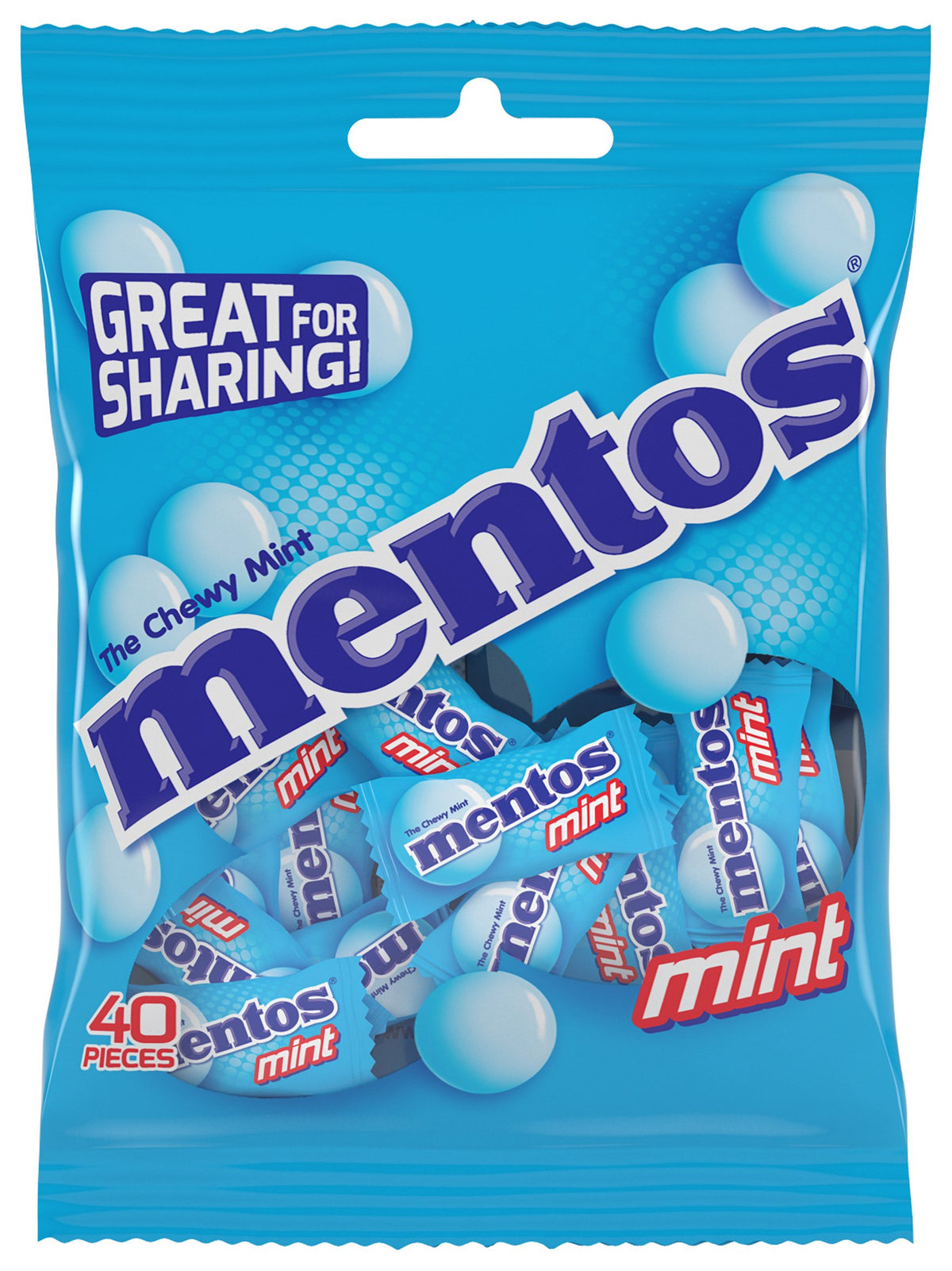 Mentos Chewy Mint Candy, Individually Wrapped, Holiday Candy, Bulk, 0.10 Oz, Pack Of 40