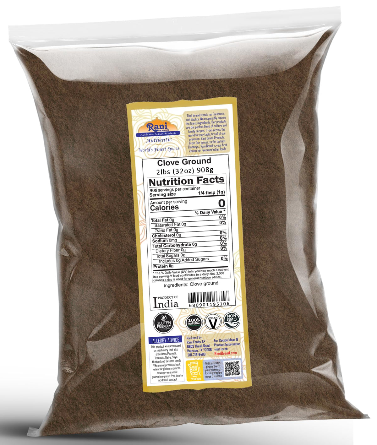 Rani Cloves Powder (Laung) Indian Spice 32Oz (2Lbs) 908G ~ All Natural, Gluten Friendly | Non-Gmo | Kosher | Vegan | Indian Orig