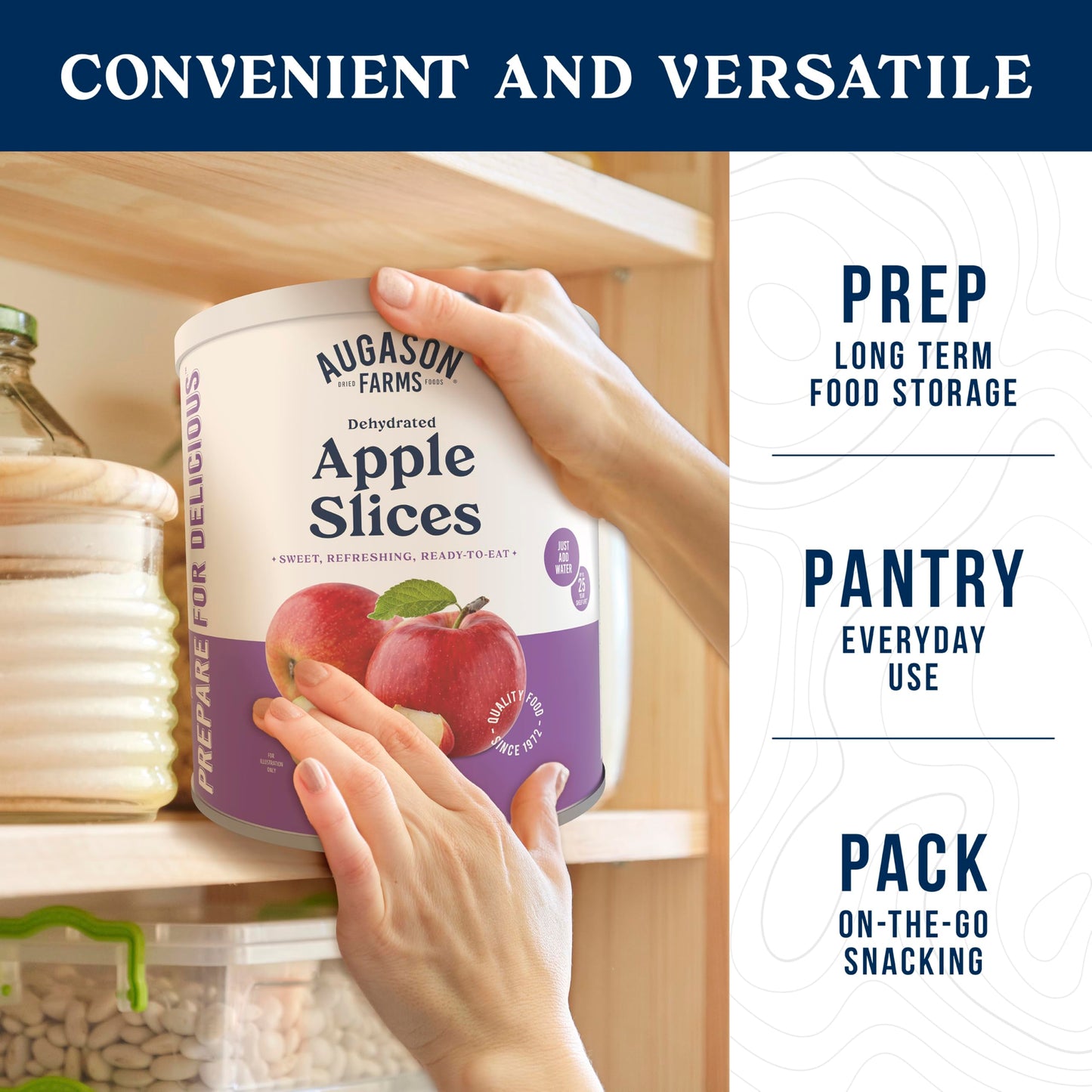Augason Farms Dehydrated Apple Slices Certified Gluten Free Long Term Food Storage Large No. 10 Can