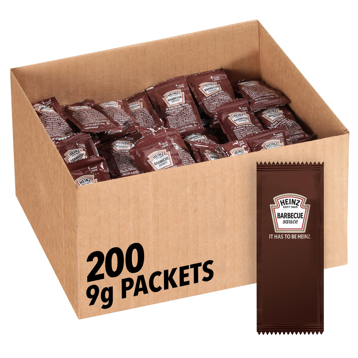 Heinz BBQ Sauce Single Serve Packet (0.4 oz Packets, Pack of 200)