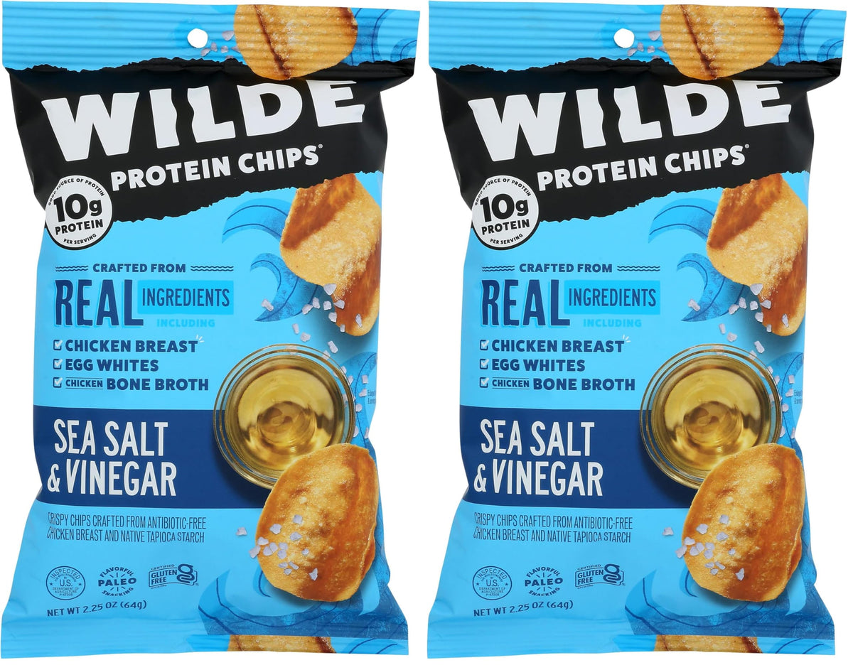 Wilde Brands Sea Salt Vinegar Chicken Chips, 2.25 Oz (Pack of 2)