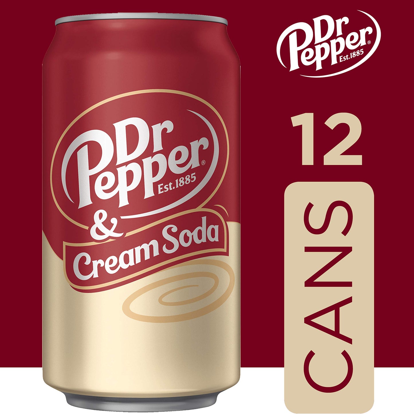 Dr Pepper Crème Soda, 12 Fl Oz (Pack of 12), Refreshing Soft Drink
