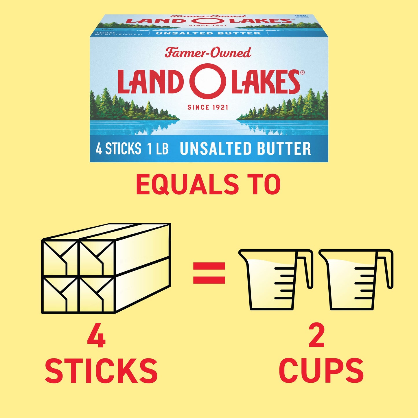 Land O Lakes Unsalted Butter, 1 lb in 4 Sticks
