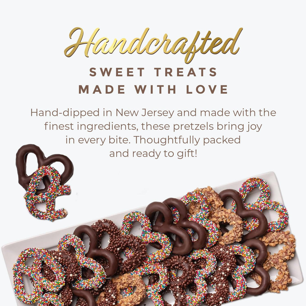 Cravings By Zoe Mothers Day Chocolate Covered Pretzels Gift Bag 8 Oz | Gourmet Kosher Milk & Dark Belgian Chocolate Candy Food G
