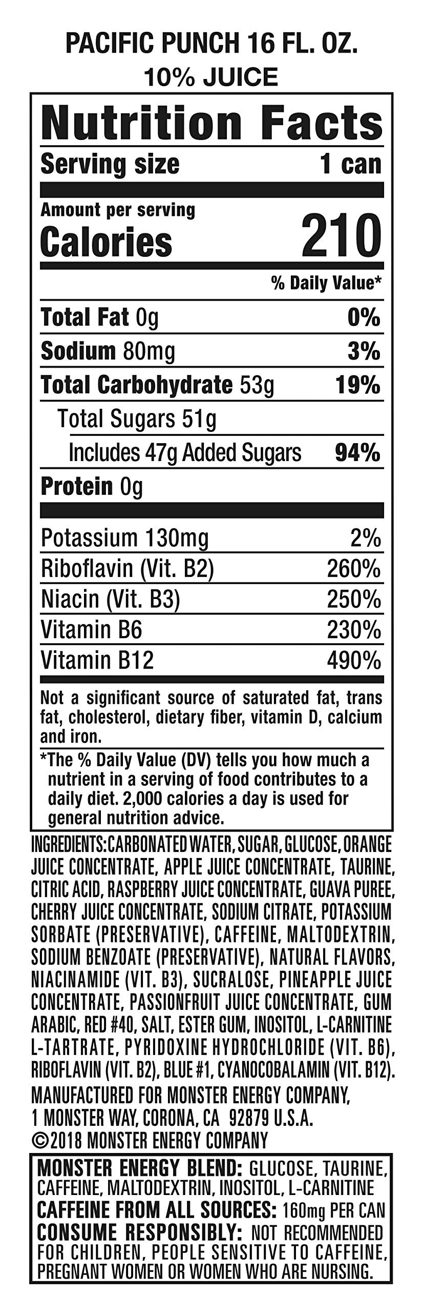 Monster Energy Juice Monster Pacific Punch Energy Drink, 16 Ounce (Pack of 15)