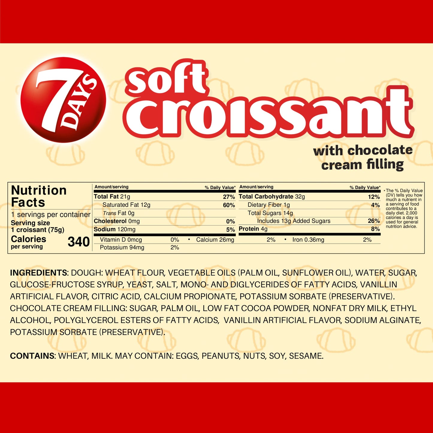 7Days Soft Croissant Variety Pack (24 Count), 12 Chocolate, 12 Strawberry Vanilla, Breakfast Pastry, Individually Wrapped On The