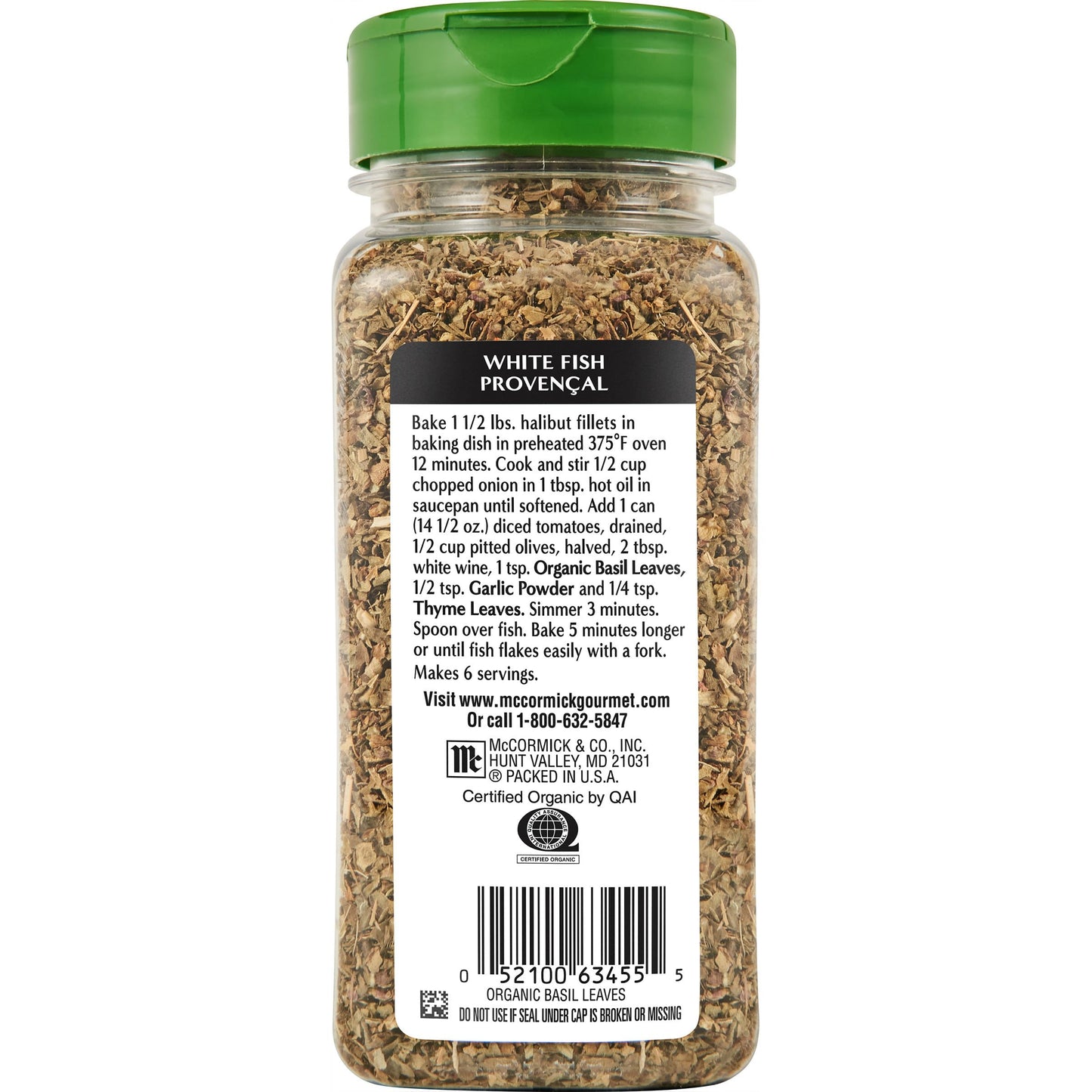 McCormick Gourmet Organic Basil Leaves, 2.85 oz