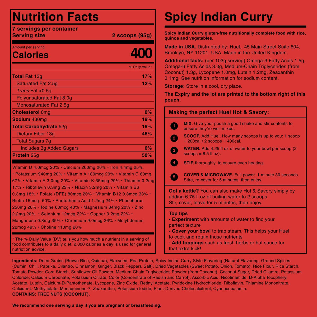 Huel Hot and Savory Instant Meal Replacement - Spicy Indian Curry - 14 Scoops - 1.47 Pound