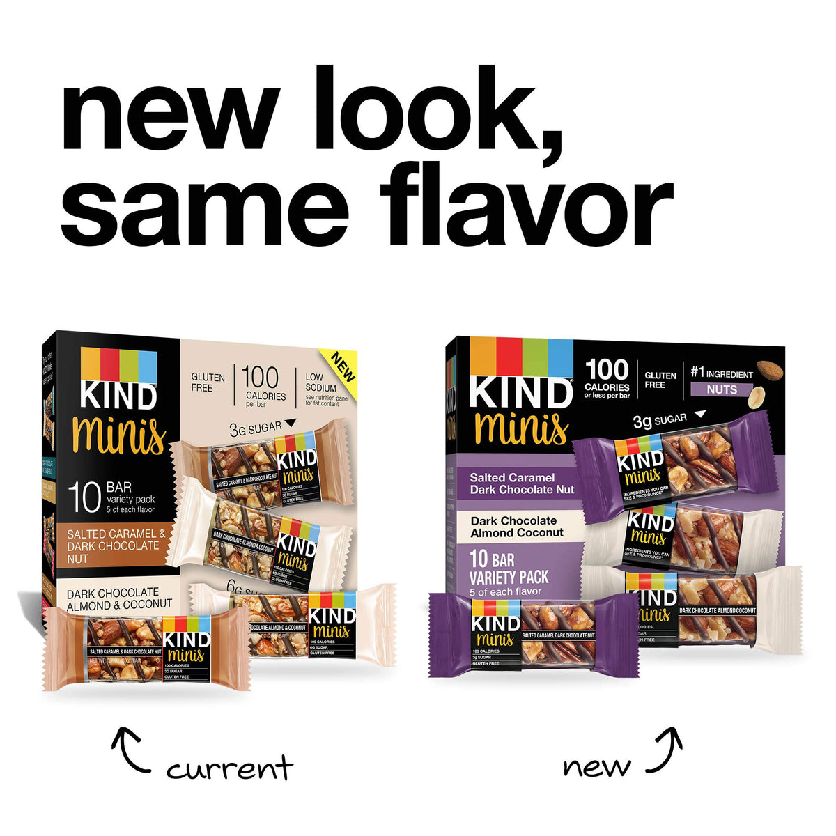 KIND Mini Nut Bars, Variety Pack, Salted Caramel Dark Chocolate Nut and Dark Chocolate Almond Coconut, Low Calorie Snacks, Glute