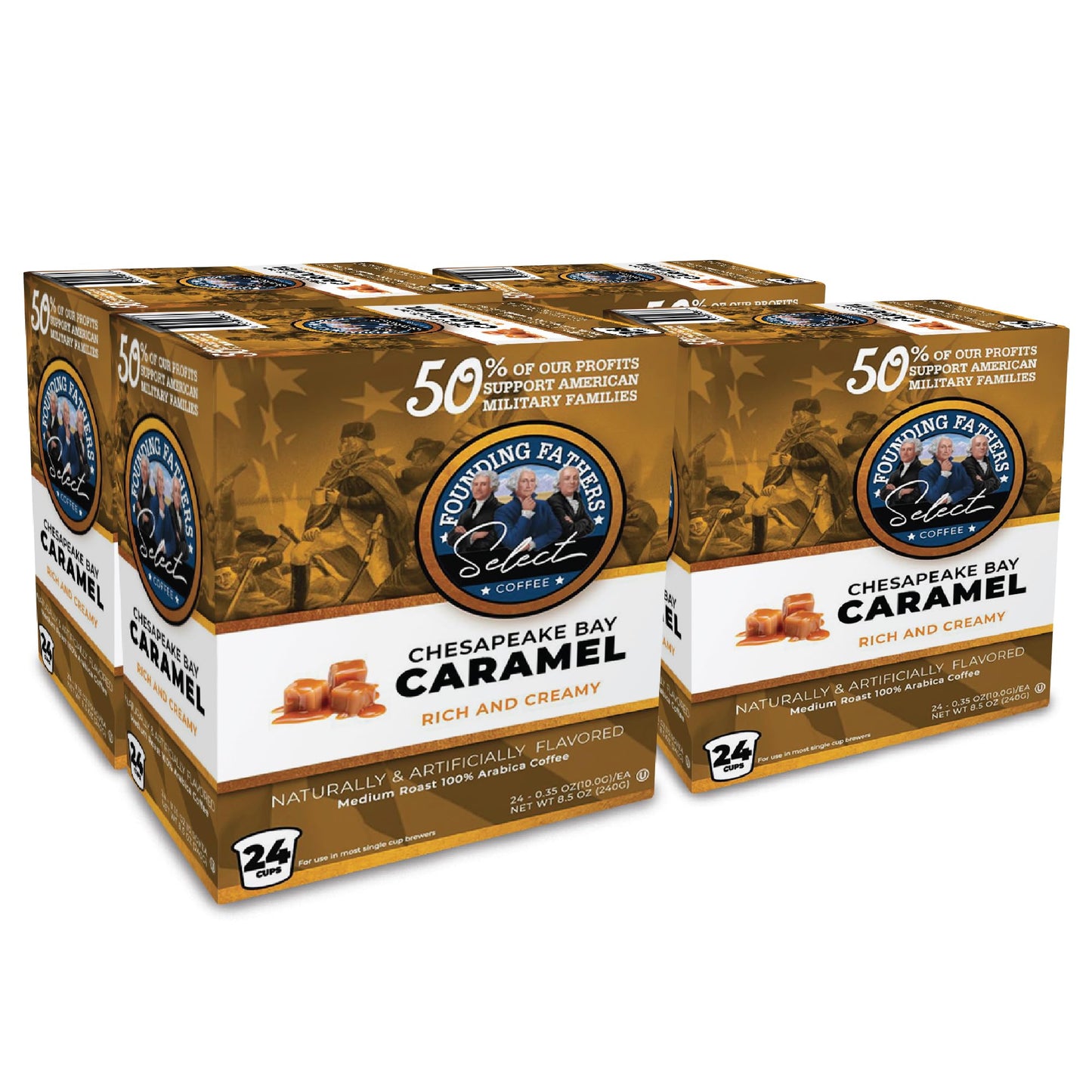 Founding Fathers Coffee Single Serve Pods For Keurig 2.0 K-Cup Beverage Makers  Chesapeake Bay Caramel Flavor Arabica Coffee  96 Count