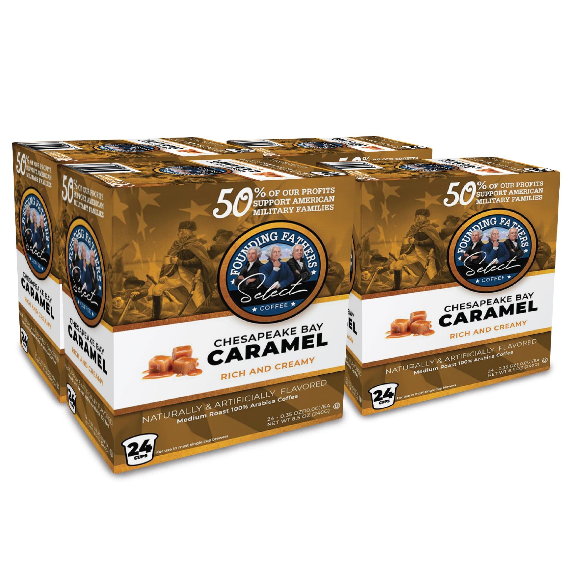 Founding Fathers Coffee Single Serve Pods For Keurig 2.0 K-Cup Beverage Makers  Chesapeake Bay Caramel Flavor Arabica Coffee  96 Count