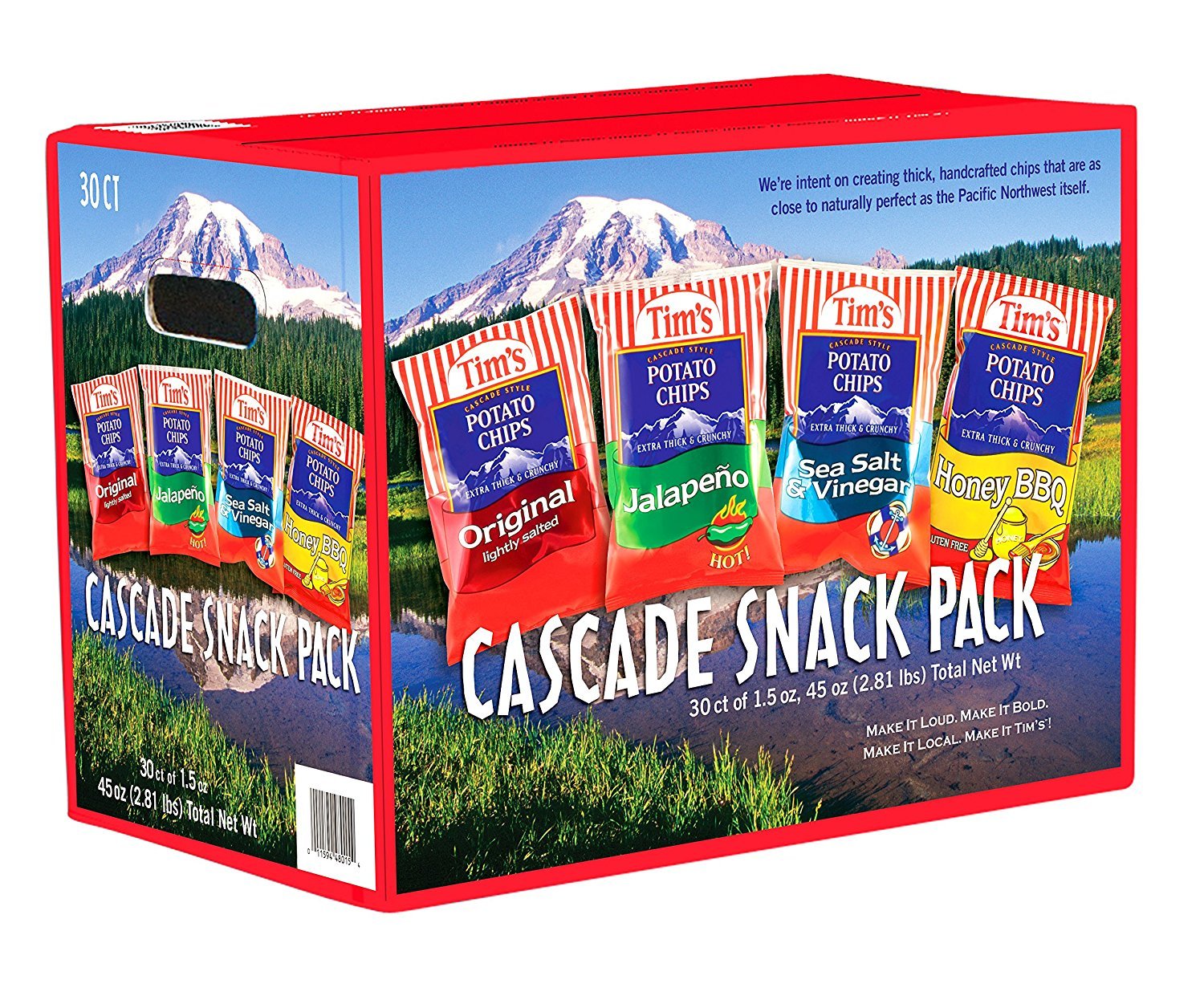 Tims Cascade Style Potato Chips Variety Pack, 30 Count, 45 Ounce, Model 4818099