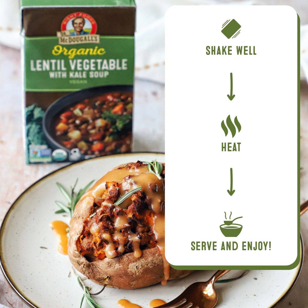 Dr. McDougall's Right Foods Organic Lentil Vegetable w/ Kale Vegan Soup, 18 Ounce (Pack of 6) Gluten-Free, USDA Organic, Non-GMO