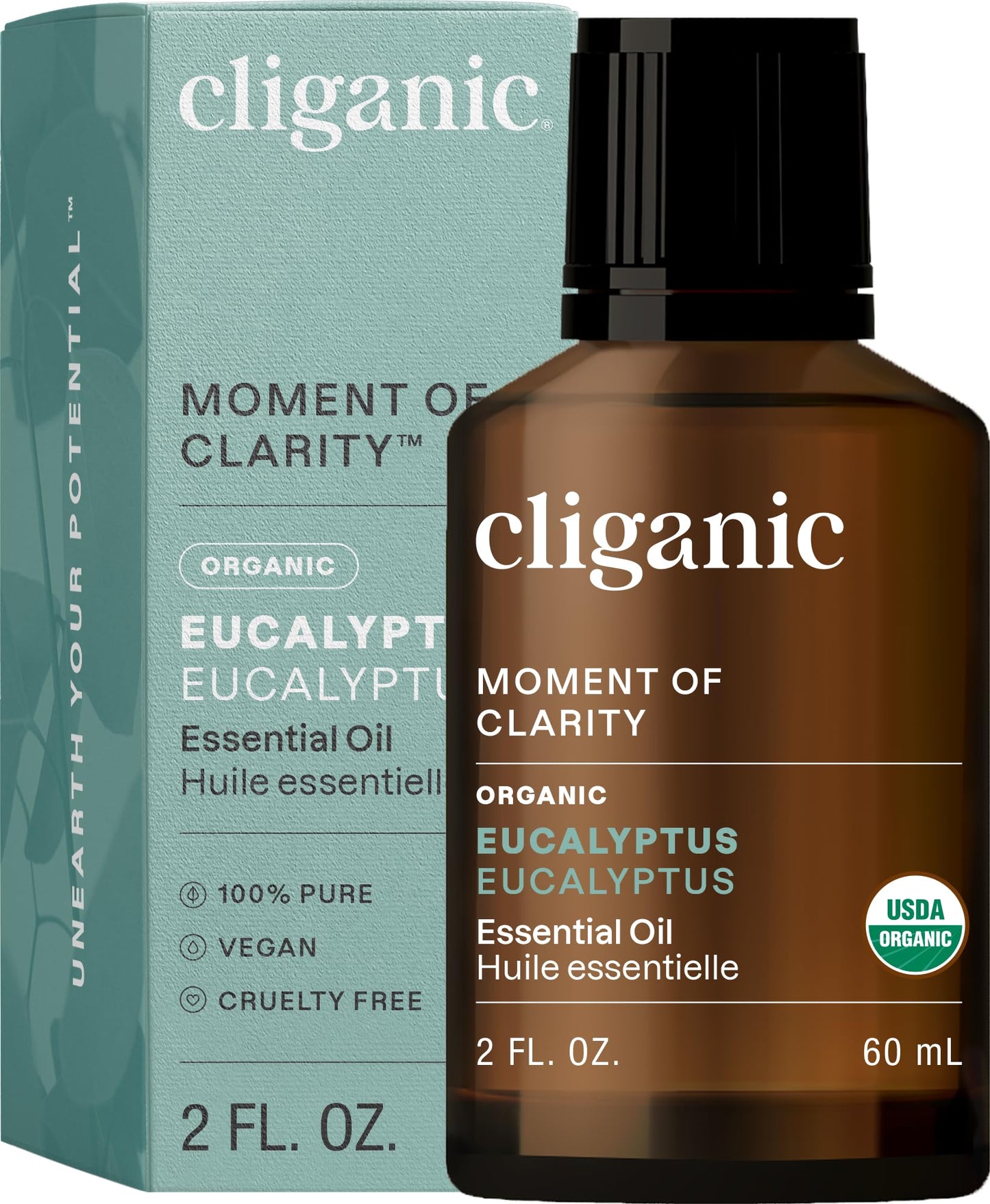 Cliganic Organic Eucalyptus Essential Oil - 100% Pure Natural For Aromatherapy Diffuser  Non-Gmo Verified