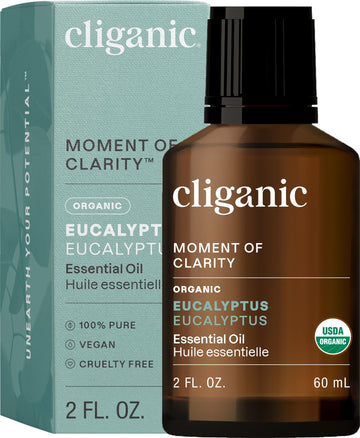 Cliganic Organic Eucalyptus Essential Oil - 100% Pure Natural For Aromatherapy Diffuser  Non-Gmo Verified