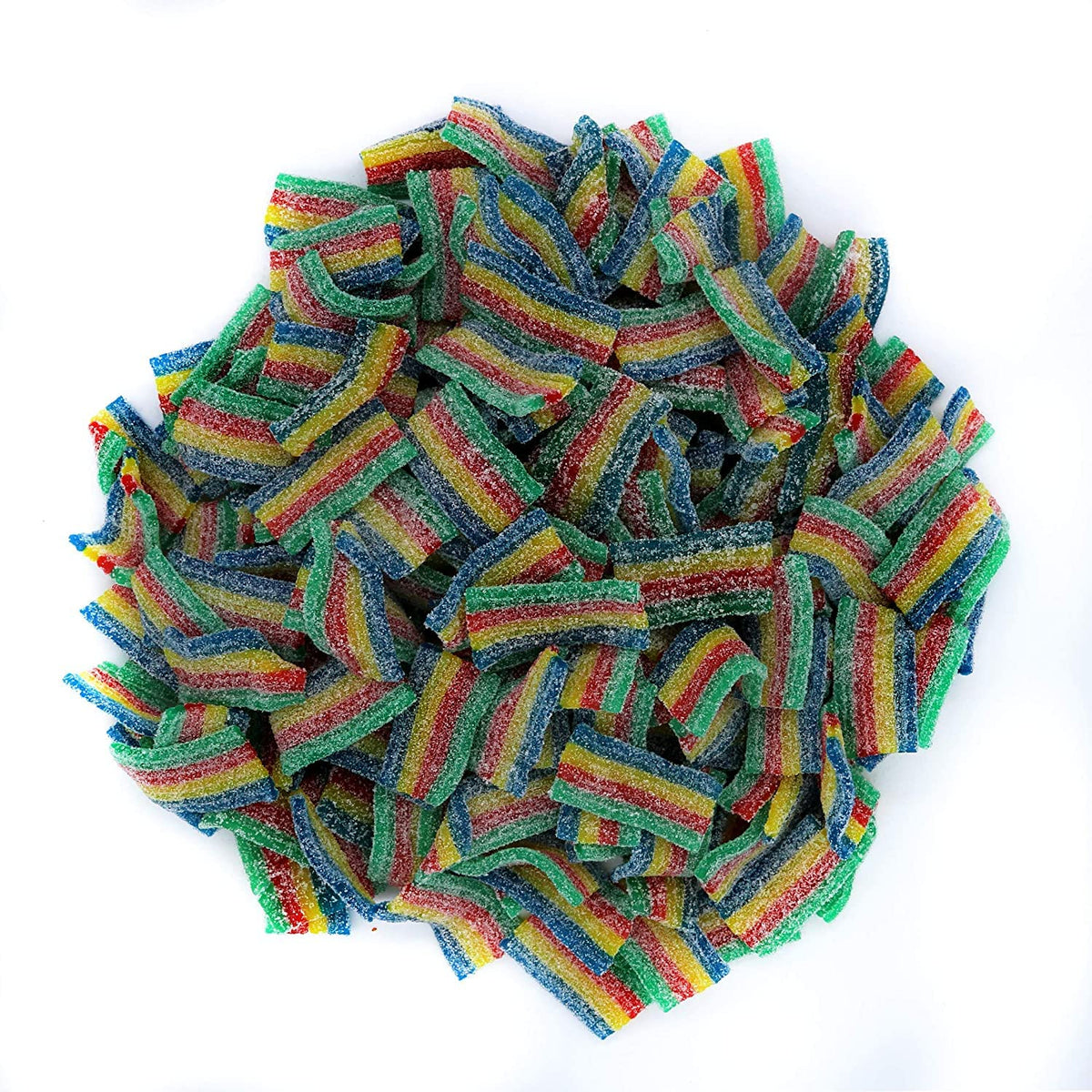 SweetGlob Sour Gummy Belts Candy (1 Pound, Sour Rainbow Quattro Mini Bites)