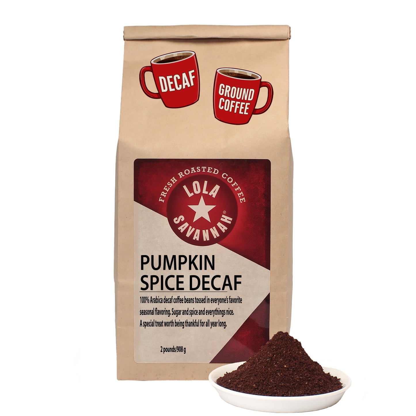 Lola Savannah Pumpkin Spice Ground Decaf Coffee  2Lb