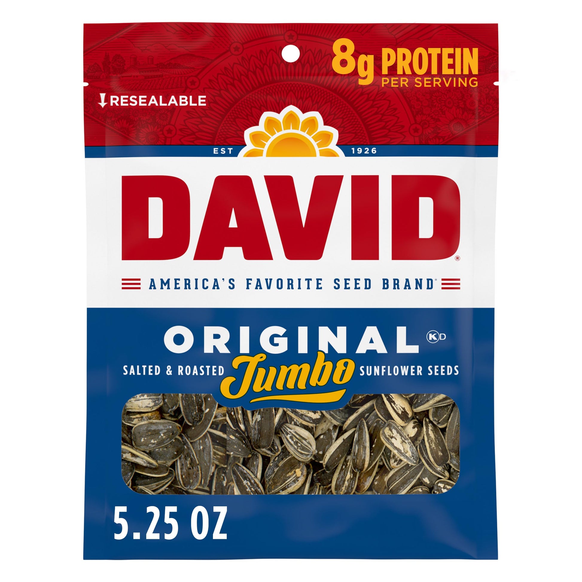 David Seeds Roasted And Salted Oriflavor Blendal Jumbo Sunflower Seeds  Keto Friendly  5.25 Oz  12 Pack