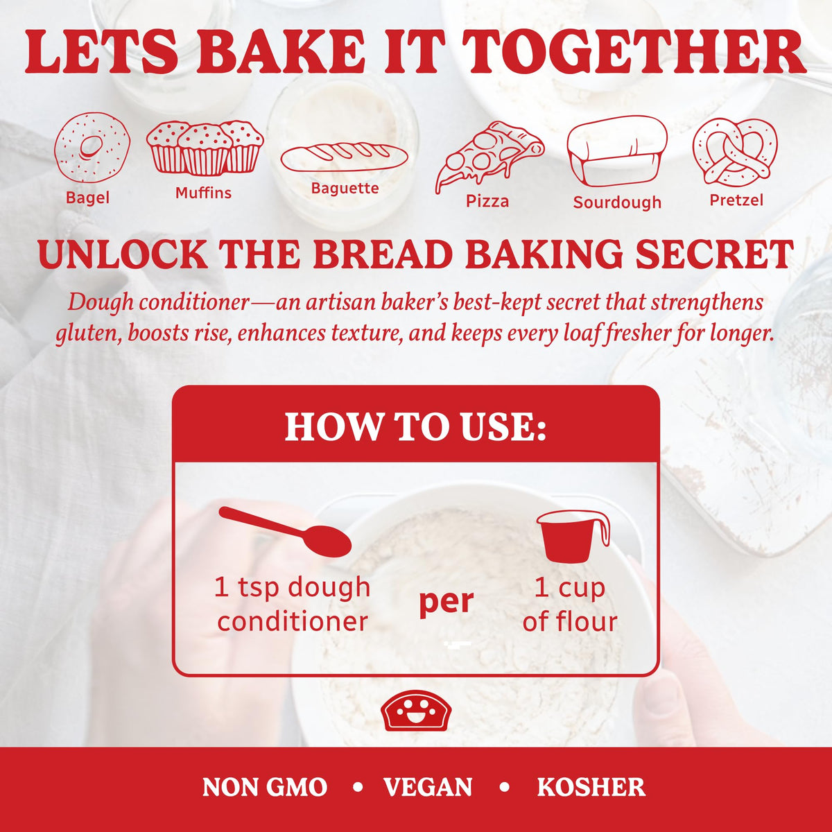 BAKERS CLUB Artisan Dough Conditioner - Baking Enhancer for Texture & Volume - 10oz
