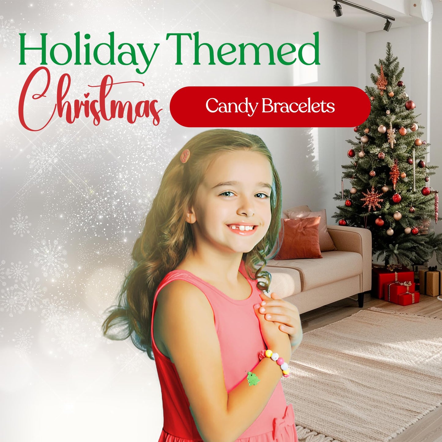 30 Pack Christmas Candy Bracelets - Individually Wrapped Holiday Themed Designs & Delicious Flavor -Bulk Christmas Candy Use For Stocking Stuffers  Party Favor  Classroom & Office