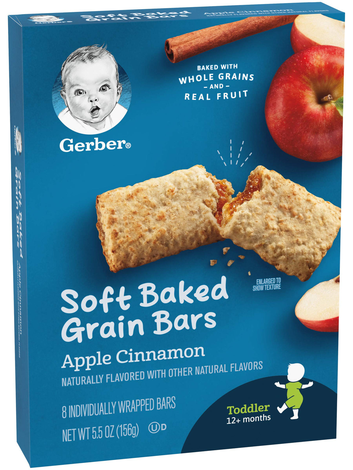 Gerber Soft Baked Grain Bars, Apple Cinnamon, 8 Individually Wrapped Bars/Box (Pack Of 2)